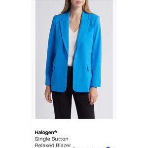 NWT Halogen Size 12 French Blue Single Button Blazer